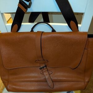 COACH Hudson Saddle Pebbled Brown Leather Messenger Bag